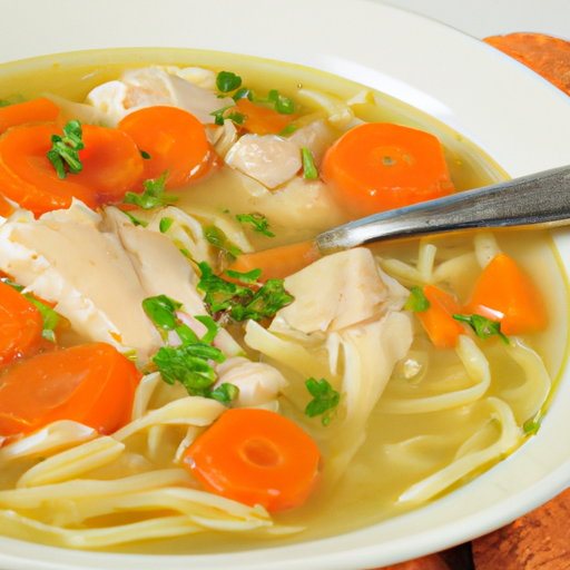 Hearty Chicken Noodle Soup with tender chicken and vegetables