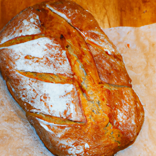 Freshly baked homemade bread with a golden crust.